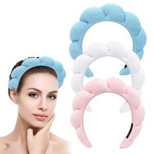 Terrycloth Headband pink blue & white 3 pack